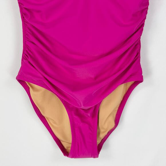 J Crew Womens Ruched Ruffle One Piece Swimsuit Size 4 Pink - Picture 5 of 14